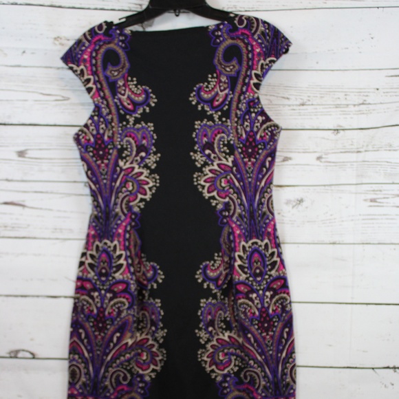 NEW YORK & COMPANY PURPLE PAISLEY SLEEVELESS SHEATH MINI DRESS P007 - Picture 6 of 8